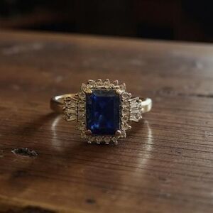 Renaissance Jewelry Gold Plated Sterling Silver Lab Sapphire & Topaz Ring (7)